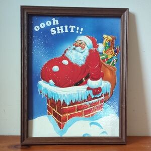 Vintage Santa Cardboard Framed Picture